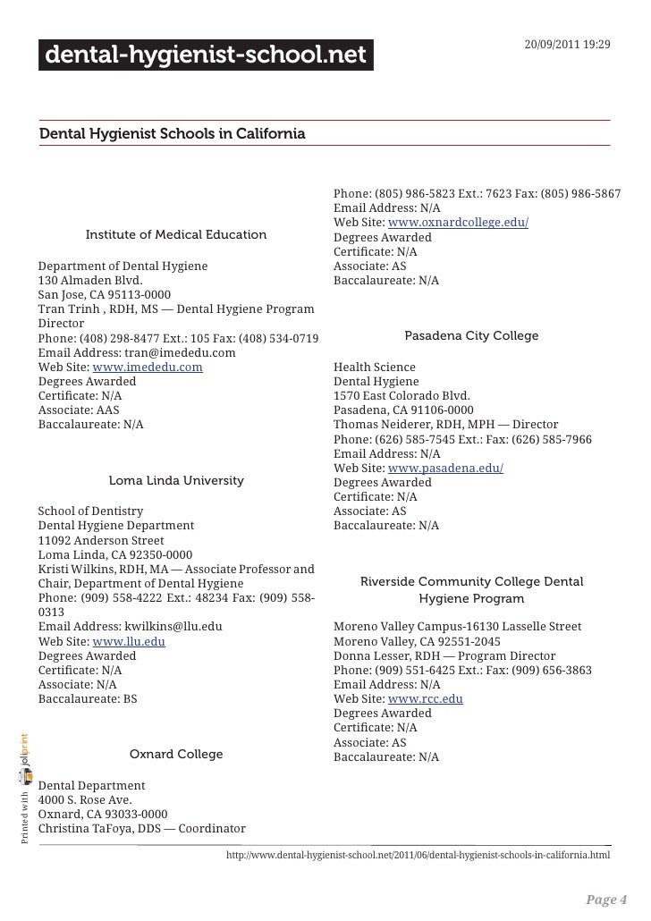 Dental hygienist schools in california