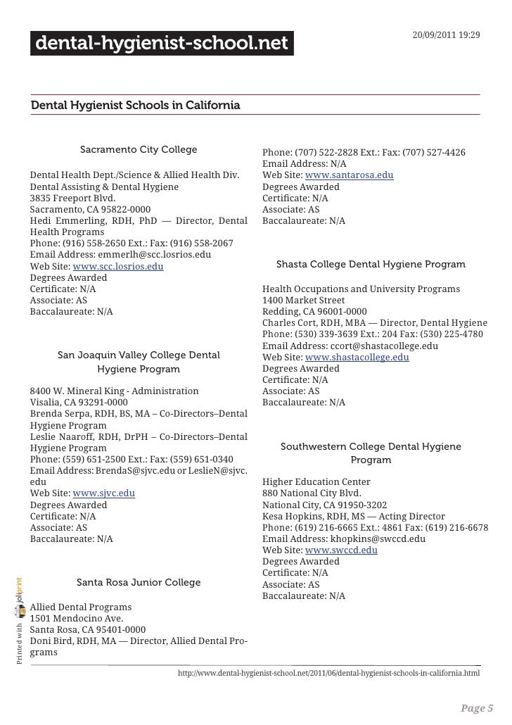 Dental hygienist schools in california