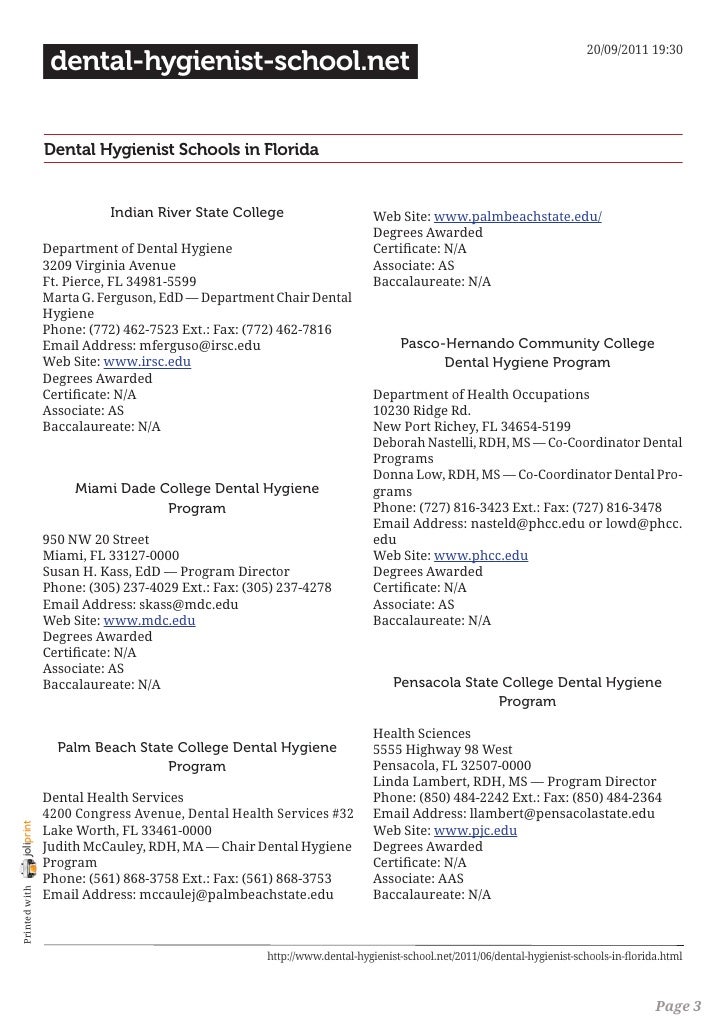 Dental hygienist schools in florida