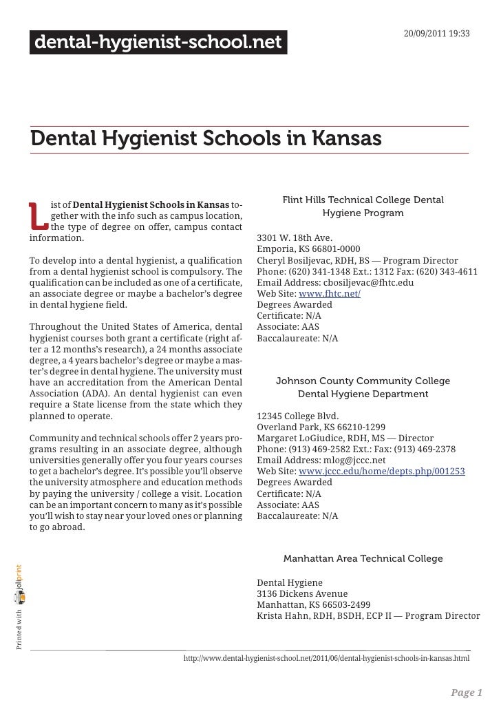 Dental hygienist schools in kansas
