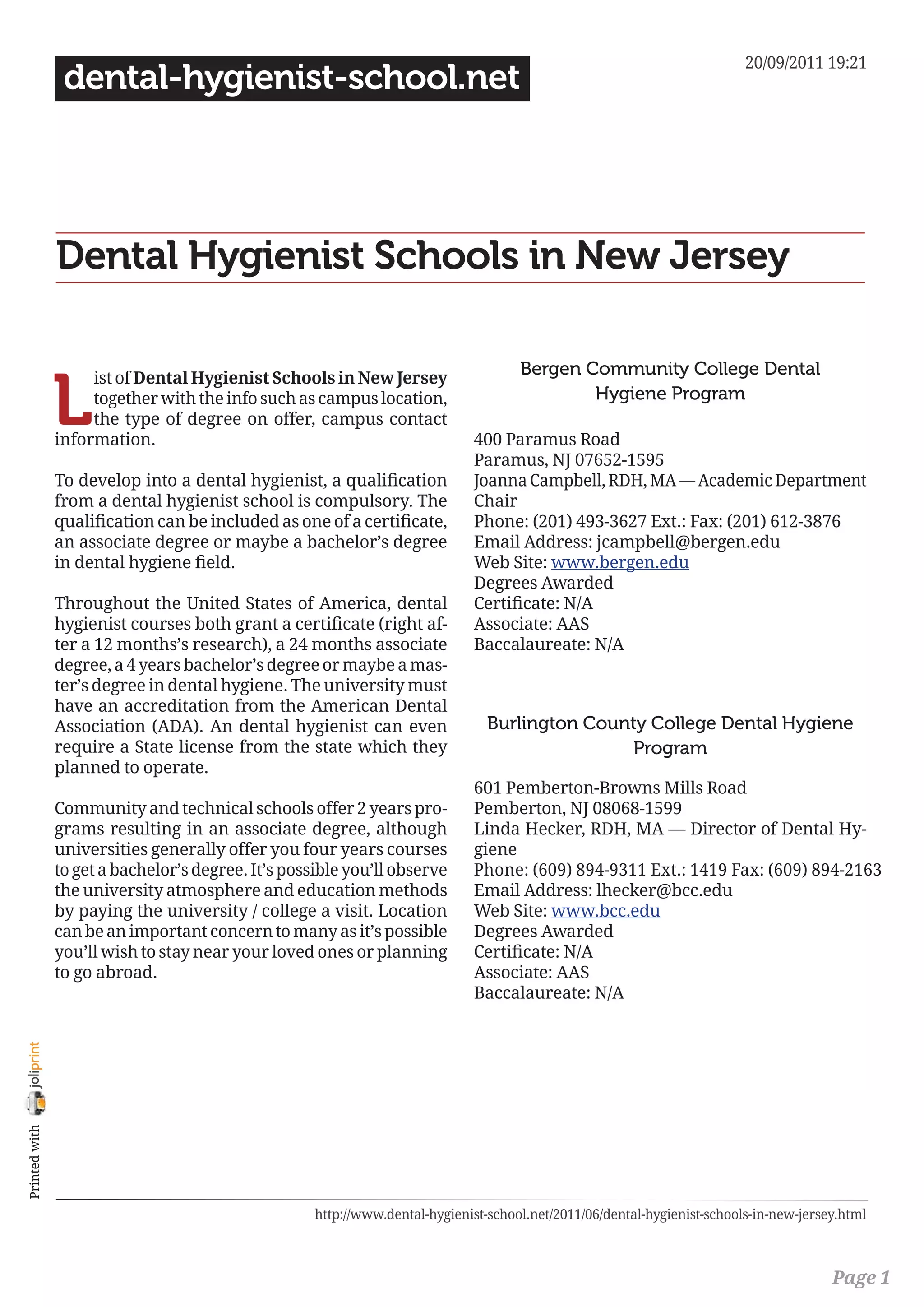 Dental hygienist schools in new jersey PDF