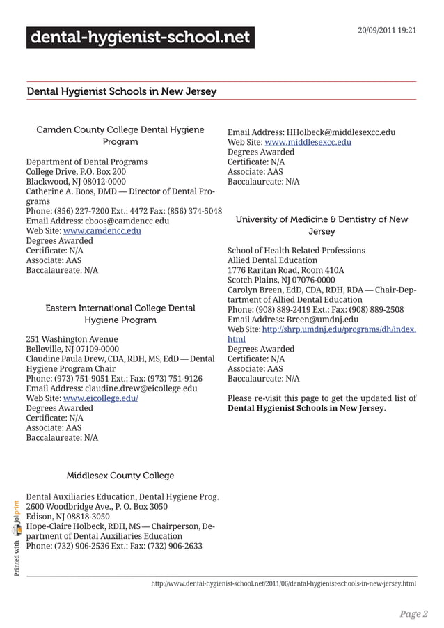 Dental hygienist schools in new jersey PDF