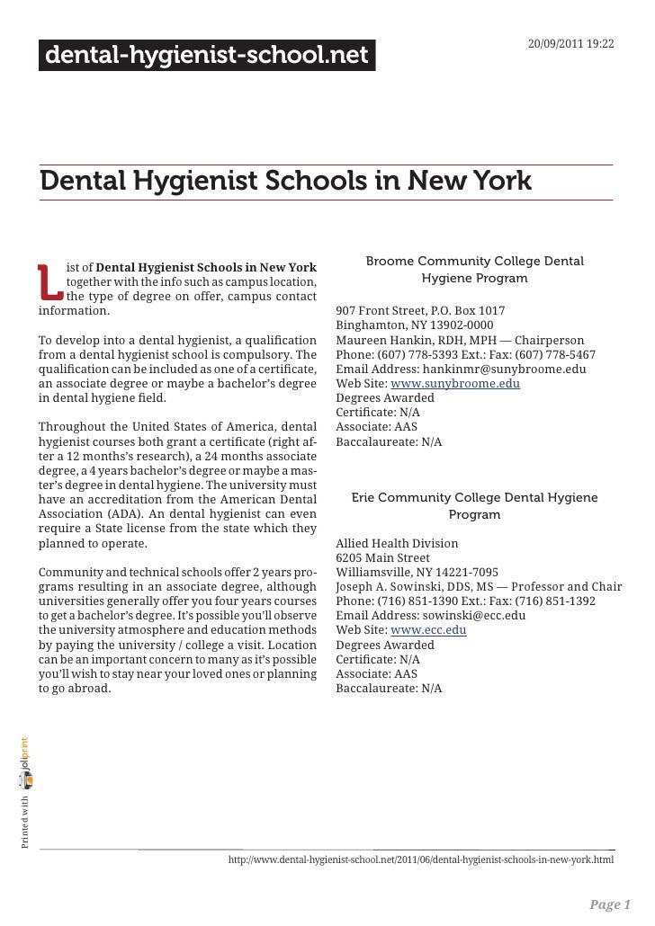 Dental hygienist schools in new york