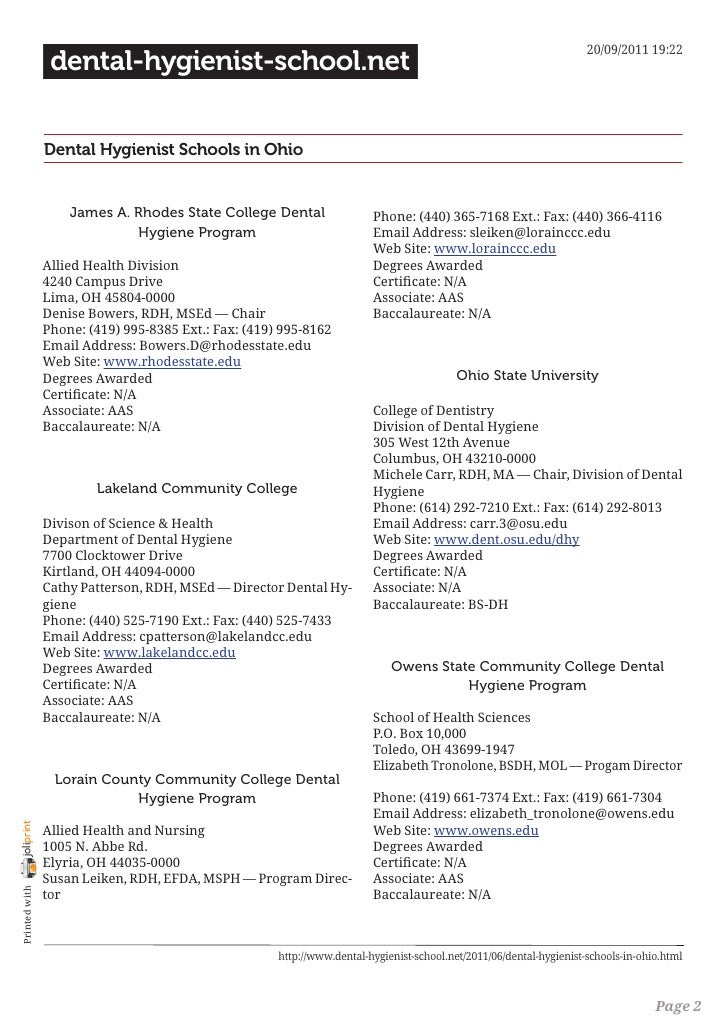 Dental hygienist schools in ohio