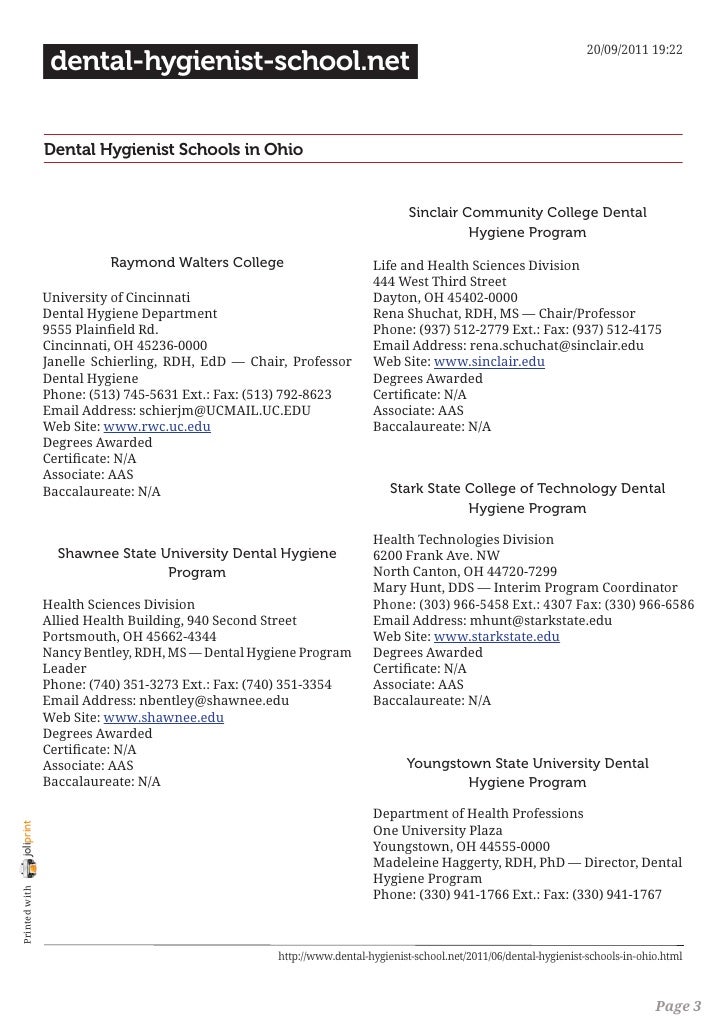 Dental hygienist schools in ohio