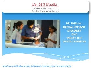 DR. BHALLA -
                                                            DENTAL IMPLANT
                                                               SPECIALIST
                                                                  AND
                                                              INDIA'S TOP
                                                            DENTAL SURGEON




http://www.drbhalla.com/dental-implant-treatment-tooth-surgery-india/
 