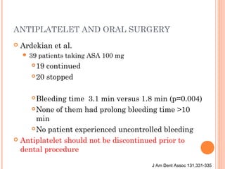 Dental management in patients receiving anticoagulation or antiplatelet ...