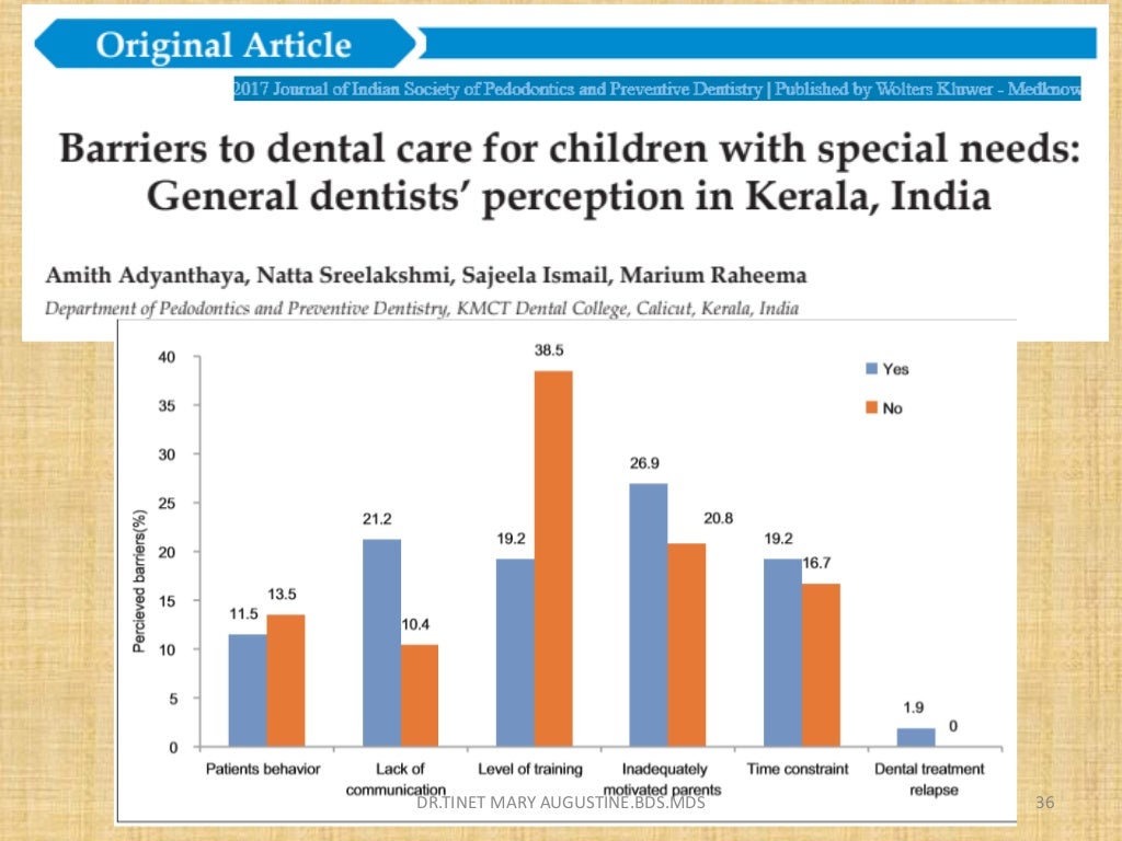 Dental management of children with special health care needs