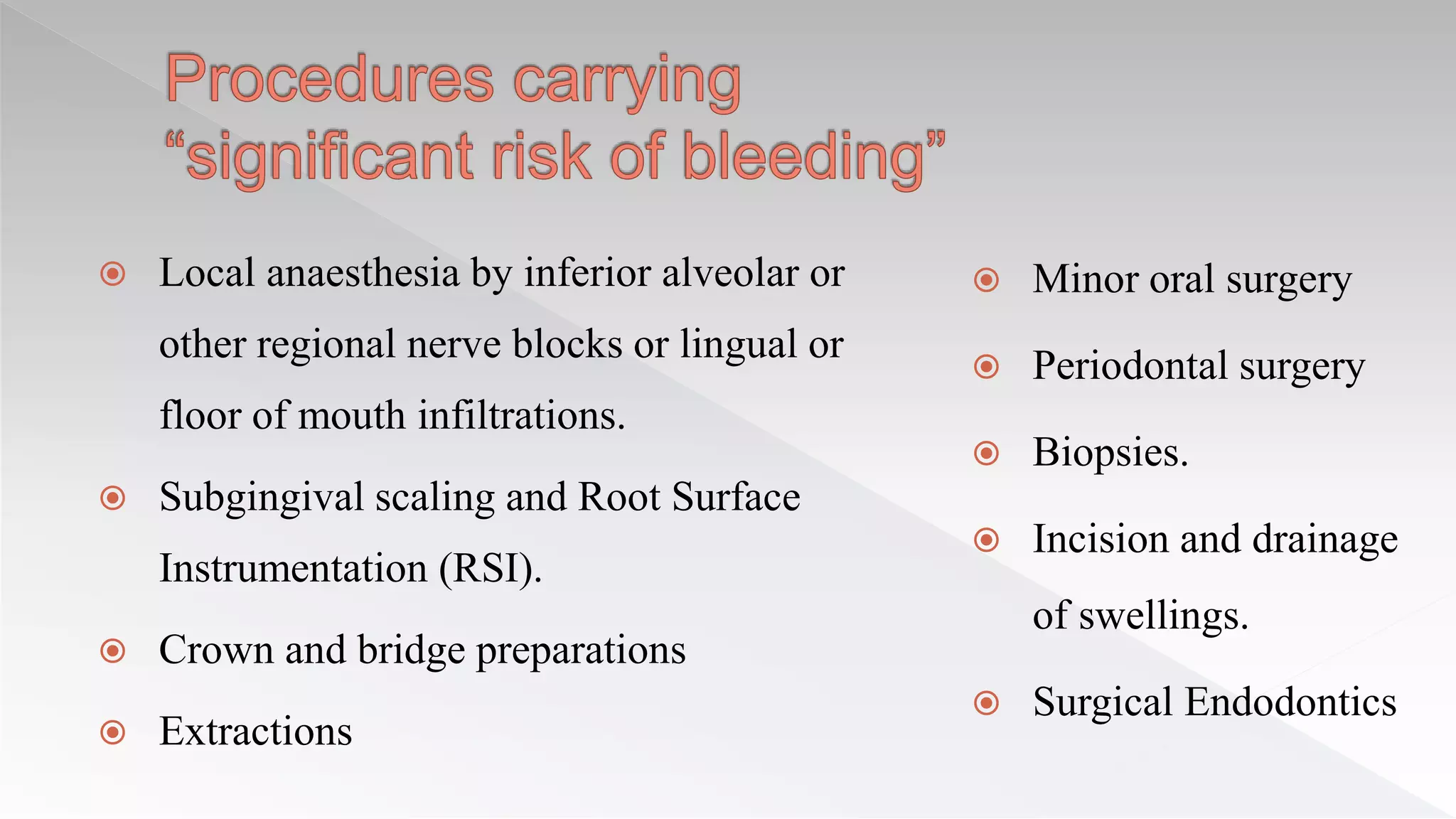 Dental management of Patients taking oral anti-coagulants and Aspirin ...