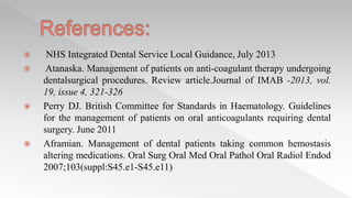 Dental management of Patients taking oral anti-coagulants and Aspirin ...