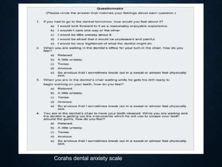 Corahs dental anxiety scale
 
