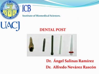 Institute of Biomedical Sciences.




              DENTAL POST




                    Dr. Ángel Salinas Ramírez
                    Dr. Alfredo Nevárez Rascón
 