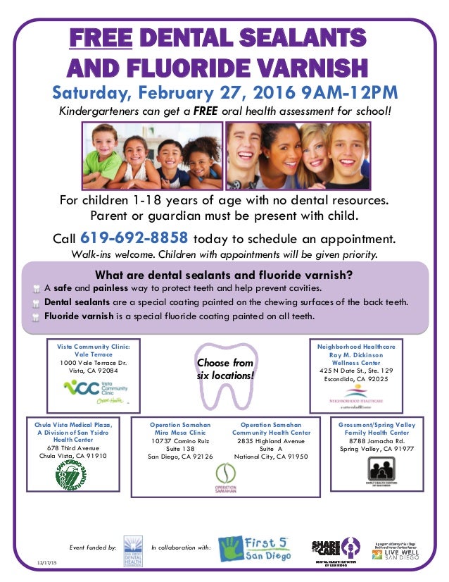 FREE DENTAL SEALANTS AND FLUORIDE VARNISH