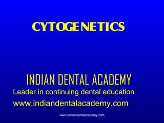 CYTO
GENETICS

INDIAN DENTAL ACADEMY

Leader in continuing dental education

www.indiandentalacademy.com
www.indiandentalacademy.com

 