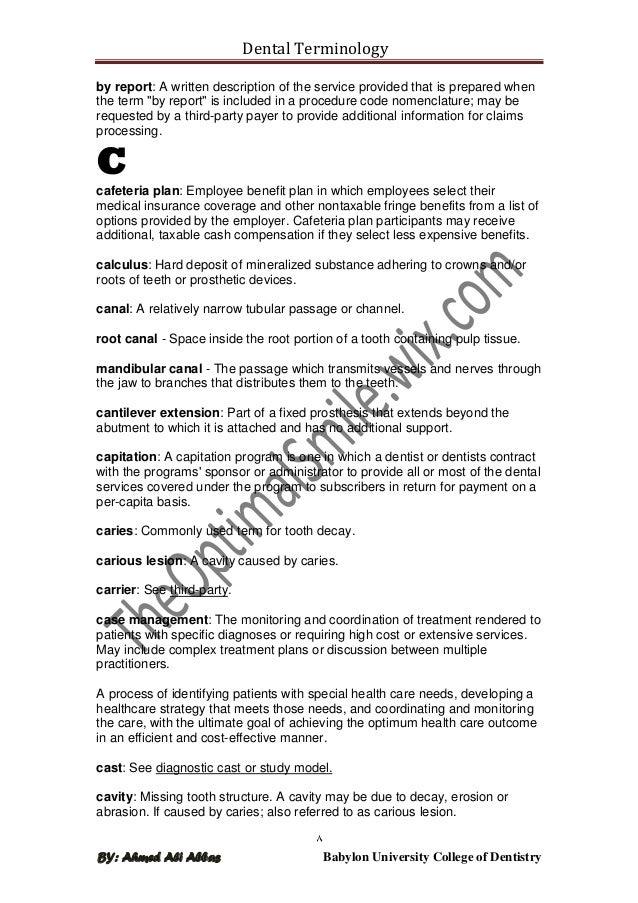 Dental terminology