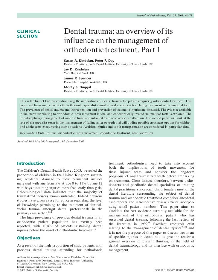 Dental trauma an overview of its influence on the management of ortho…