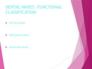 various types of DENTAL WAXES used in dentistry | PPTX