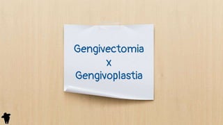 Gengivectomia
x
Gengivoplastia
 