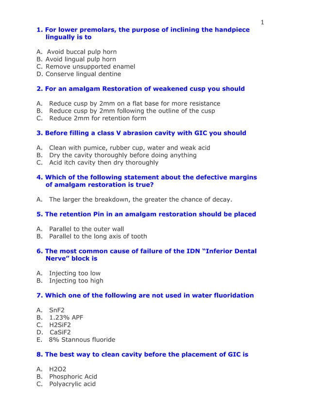 Dentistry mcqs PDF