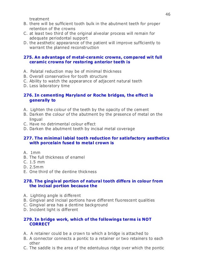Dentistry mcqs