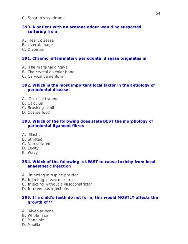 Dentistry mcqs