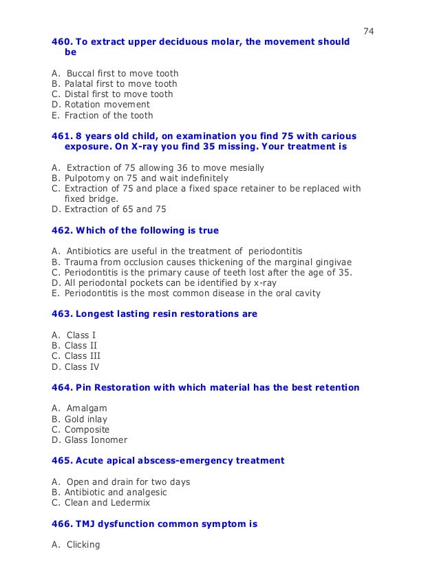 Dentistry mcqs