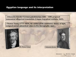 Egyptian language and its interpretation
6
-Athanasius Kircher German polyhistorian (1602 - 1680) proposed
nonsensical all...