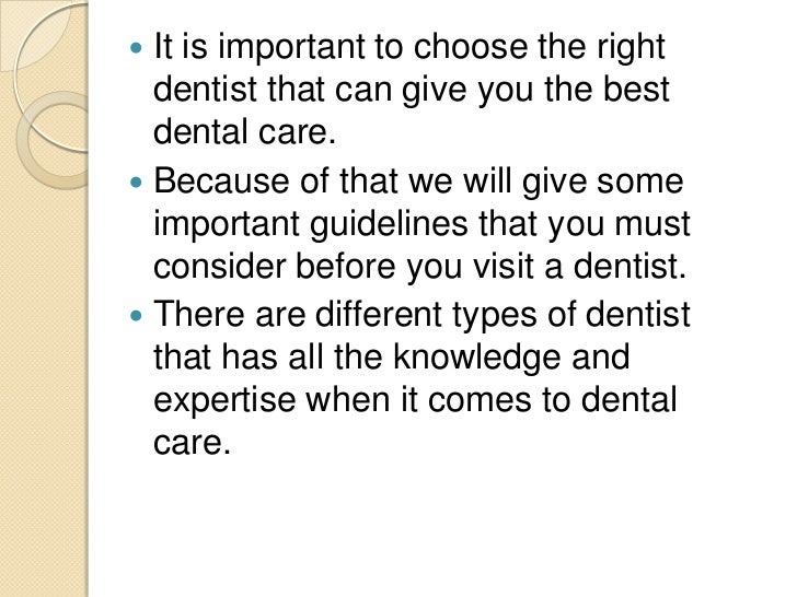 Dentists and their responsibilities