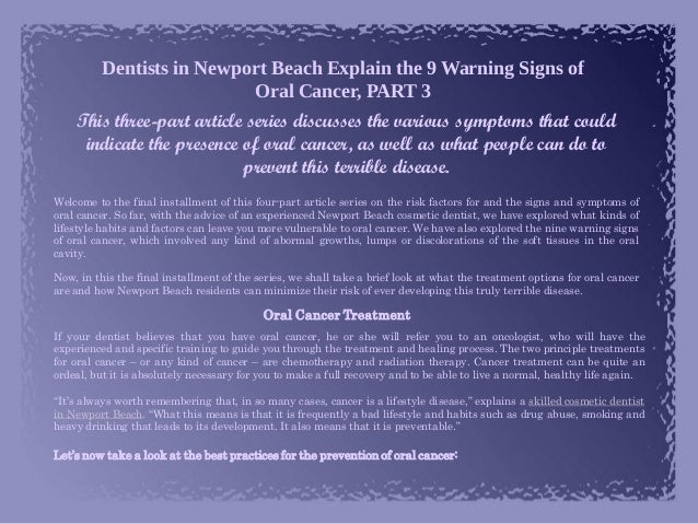 Dentists In Newport Beach Explain The 9 Warning Signs Of Oral Cancer