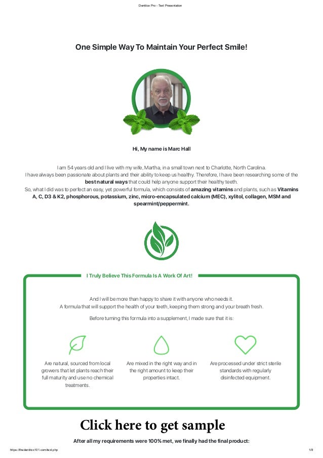 Dentitox Pro Dental Health drops. Get sample