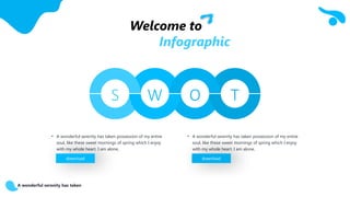 A wonderful serenity has taken
Welcome to
Infographic
S W O T
• A wonderful serenity has taken possession of my entire
soul, like these sweet mornings of spring which I enjoy
with my whole heart. I am alone,
download
• A wonderful serenity has taken possession of my entire
soul, like these sweet mornings of spring which I enjoy
with my whole heart. I am alone,
download
 