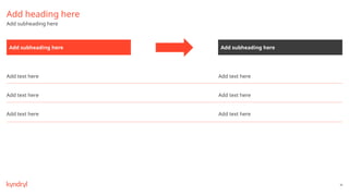 56
Add subheading here Add subheading here
Add heading here
Add subheading here
Add text here
Add text here
Add text here
Add text here
Add text here
Add text here
 