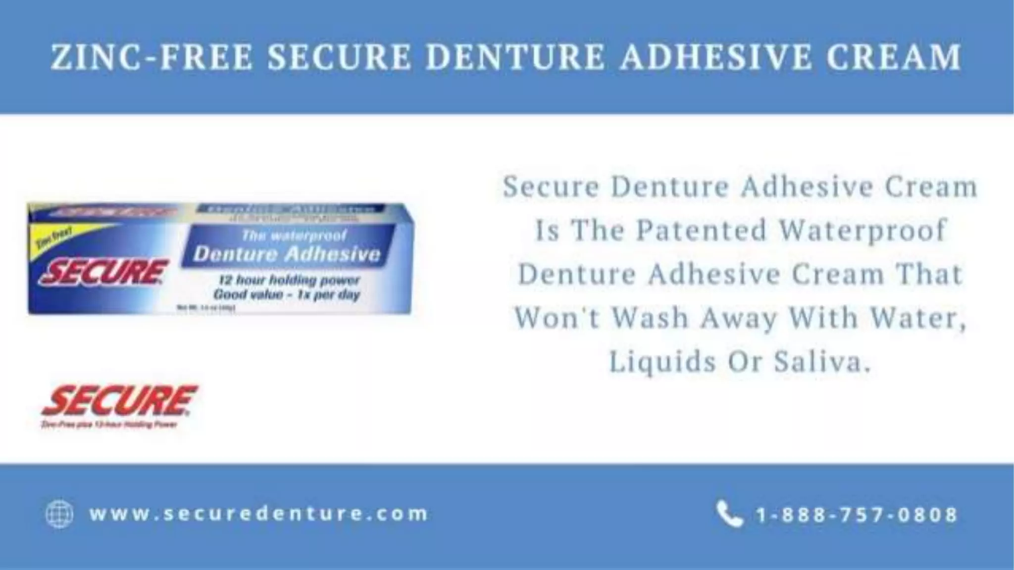 Aazon.co : Secure Waterproof Denture Adhesive - Zinc Free - Extra Strong Hold For Upper, Lower - View #7