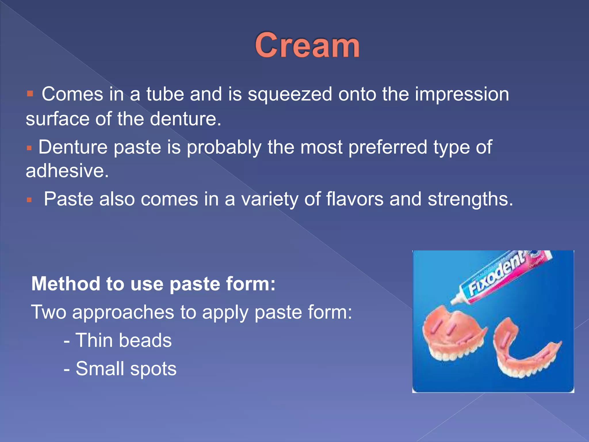 Denture adhesives and cleansers | PPTX