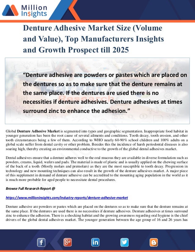 Denture Adhesive Market Size (Volume and Value), Top Manufacturers