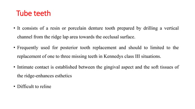 Tube Tooth Rpd Denture base considerations in rpd | PPTX | Oral care | Personal Care