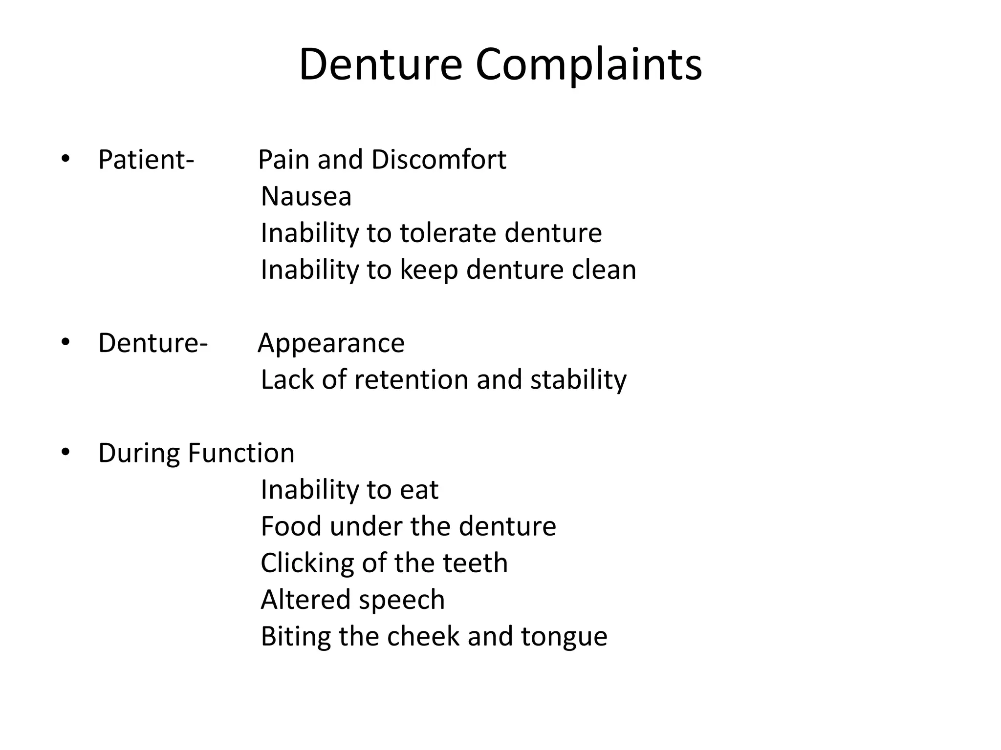 Denture complaints | PPTX