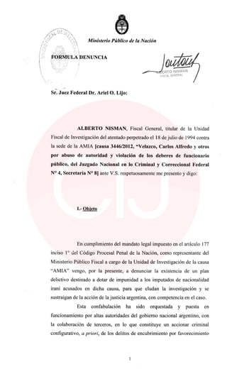 DENUNCIA DEL FISCAL ALBERTO NISMAN CONTRA CFK