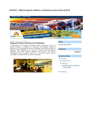 ANEXO 2 – Blog do aquário confirma a existência de concorrentes da ICM
 