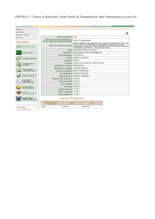 ANEXO 12 – Gastos já efetivados (fonte Portal da Transparência: http://transparencia.ce.gov.br)
 