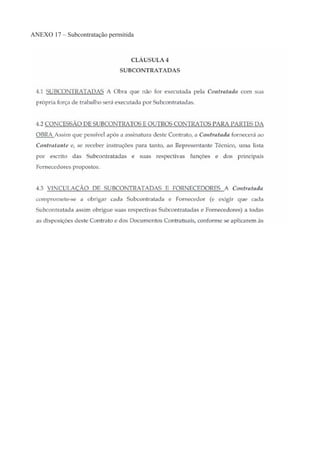 ANEXO 17 – Subcontratação permitida
 