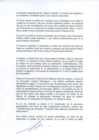 Denuncia de Carniello ante la ONU