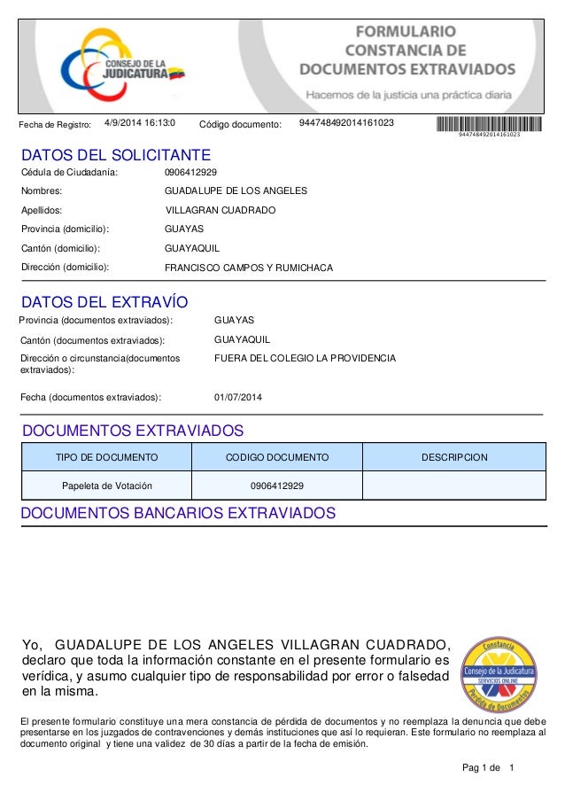 Denuncia por pérdida de placa
