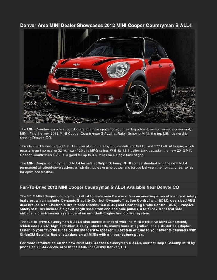 Denver Area Mini Dealer Showcases 2012 Mini Cooper Countryman