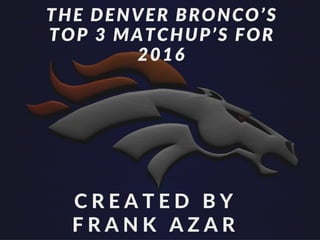 The Denver Bronco's Top 3 Matchup's for 2016