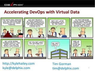 Accelerating DevOps with Virtual Data 
1 
http://kylehailey.com 
kyle@delphix.com 
Tim Gorman 
tim@delphix.com 
 