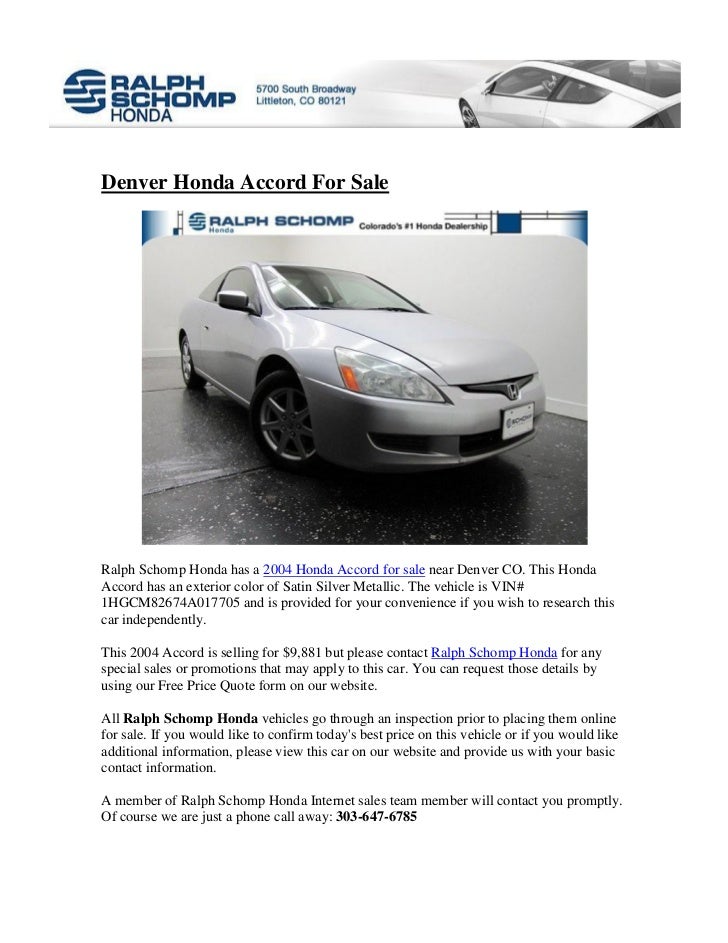 Ralph Schomp Honda >> Denver Honda Accord For Sale Ralph Schomp Honda >> Denver Honda Accord For Sale