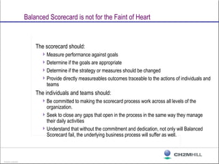BD02005 A 08/29/02
Balanced Scorecard is not for the Faint of Heart
The scorecard should:
Measure performance against goa...