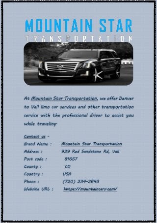 Denver to vail transportation limo and car service