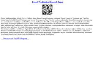Denzel Washington Research Paper | PPT